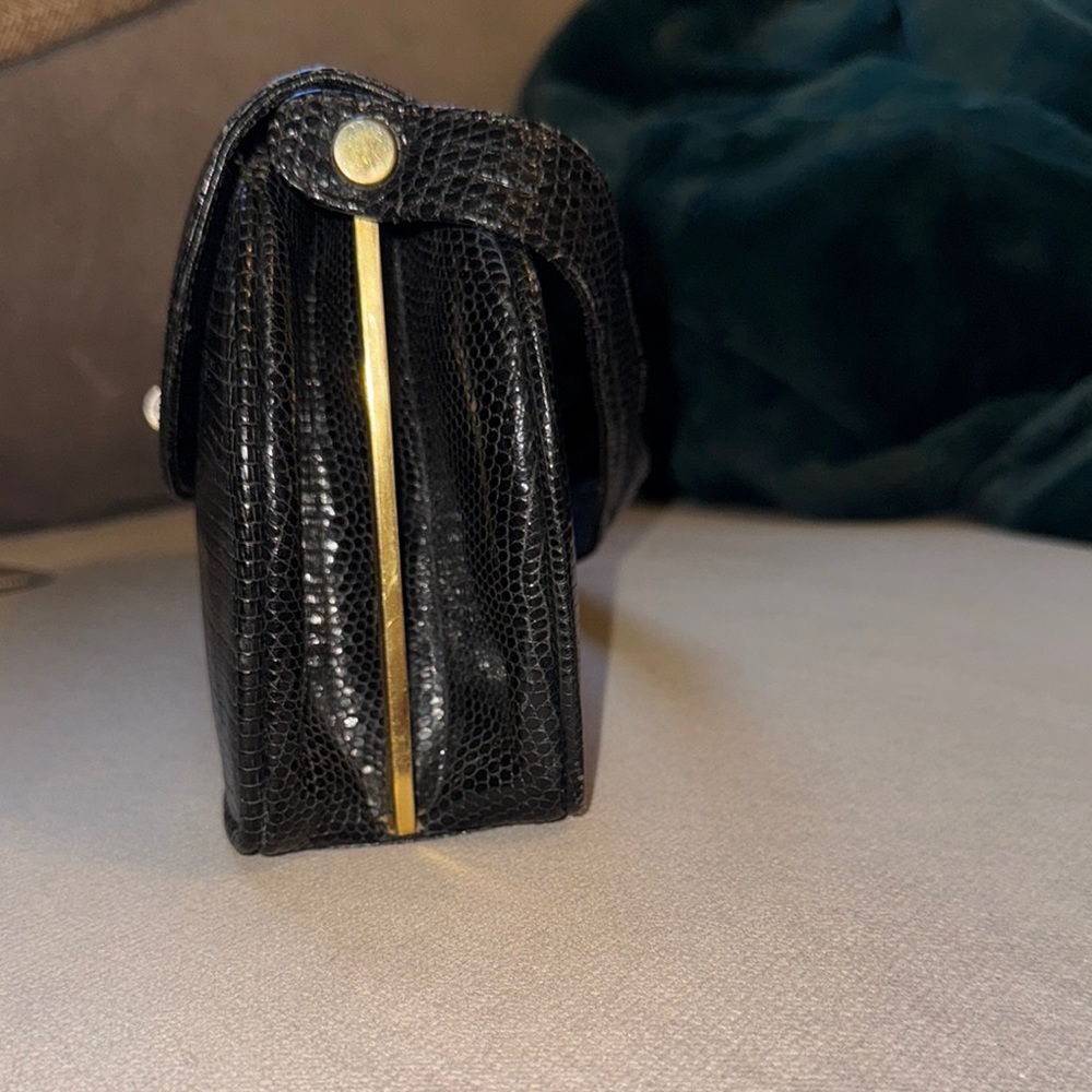 Vintage Black Reptile Leather Handbag - Picture 6 of 15